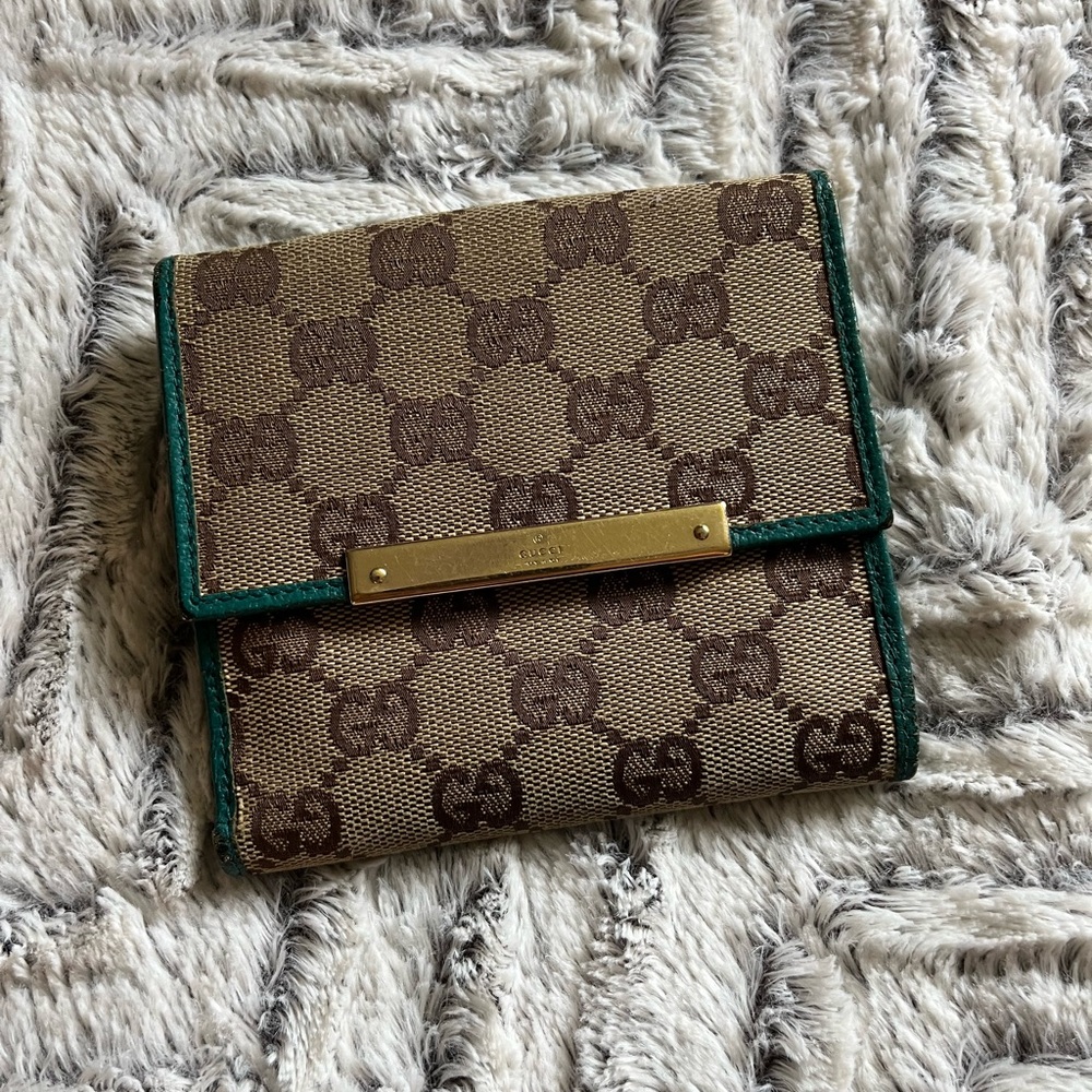 Gucci Brown and Green Monogram Wallet